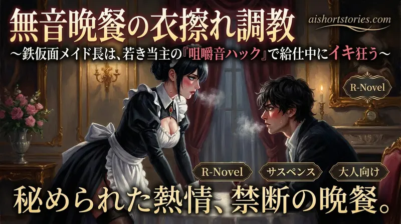 無音晩餐の衣擦れ調教〜鉄仮面メイド長は、若き当主の『咀嚼音ハック』で給仕中にイキ狂う〜